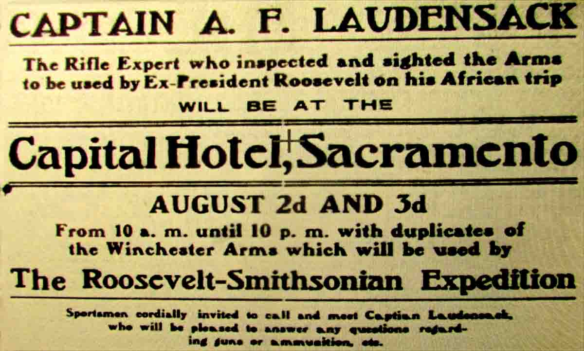 Front page advertisement in the Sacramento Union, August 2, 1909.